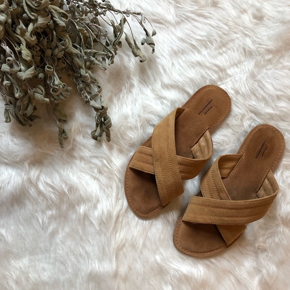 Urban Outfitters Shoes - 🚫SOLD🚫 Suede Cross Slider Sandals